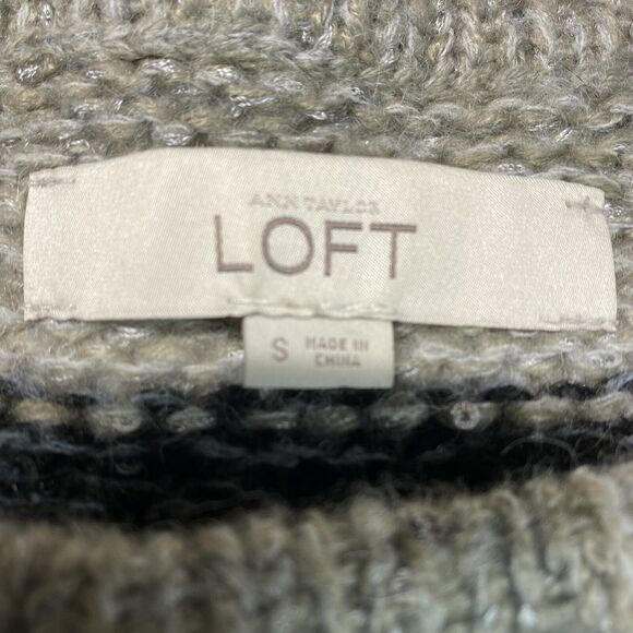 LOFT Striped Sequin Sweater Sz Small Multicolor Long Sleeve Wool/Alpaca Blend - Picture 4 of 8